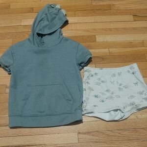 Carter's Blue. Dino Hoodie and White Shorts Set / Size 3t